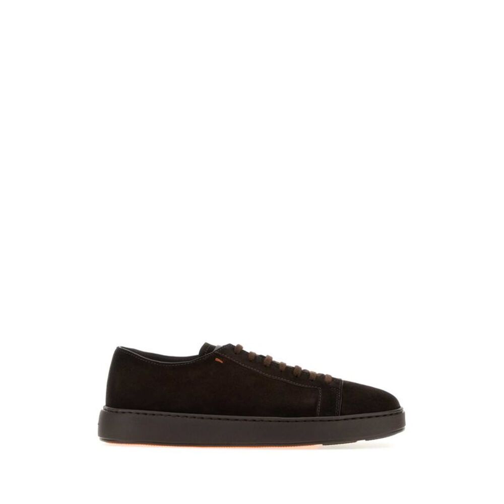 Santoni Men Dark Brown Suede Damps Sneakers